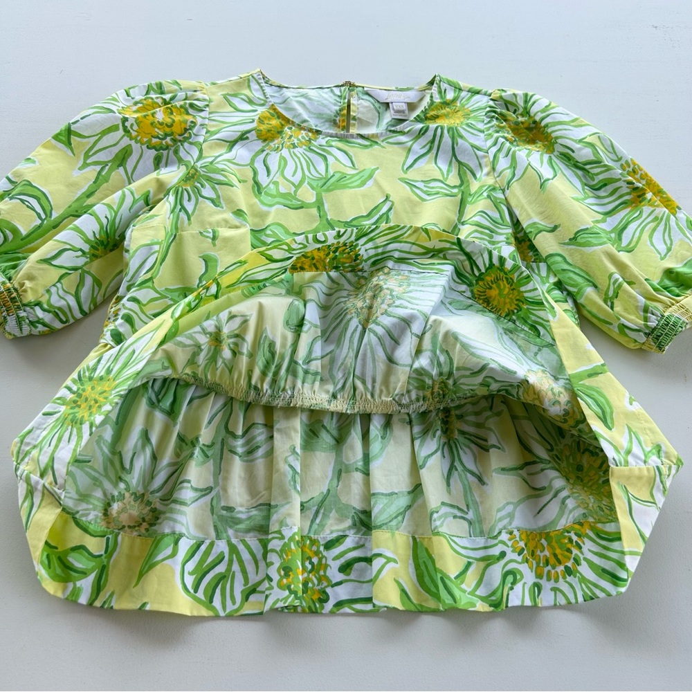 Lilly Pulitzer Hisli Top Bows Limoncello Sunbelievable Poplin Women’s Size XXS - Picture 7 of 10